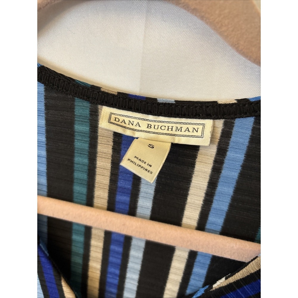 Dana Buchman Women's Size S 3/4 Sleeve Shirt Blue Striped Layered Tunic Top NWOT - Picture 2 of 6
